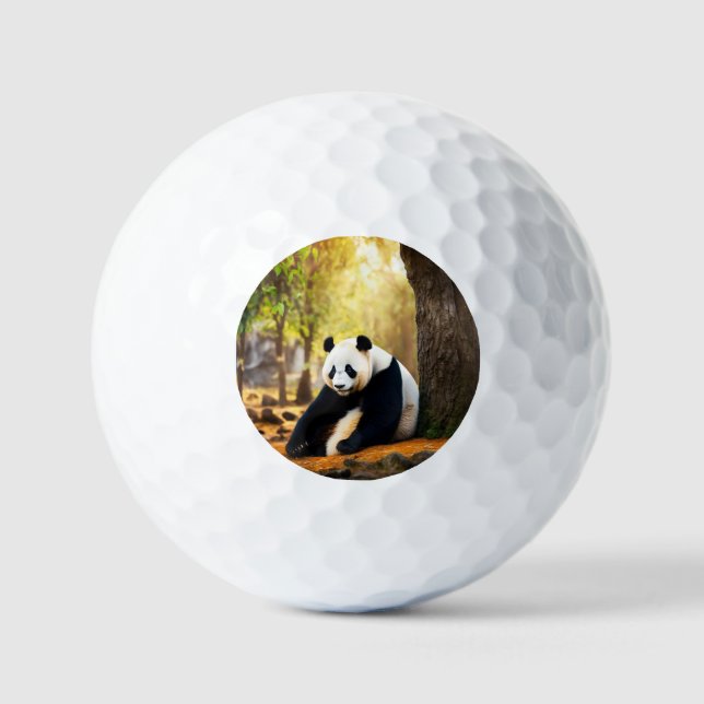 Panda in Thought – Peaceful Tree-Side Reflection T Golf Balls (Front)