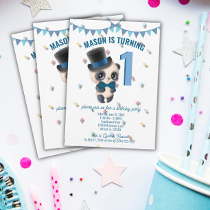 Panda in Top Hat - Personalised Birthday Invite