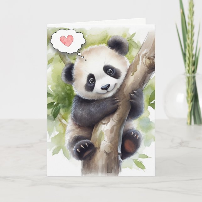 Panda In Tree Thinking of You Card (Front)