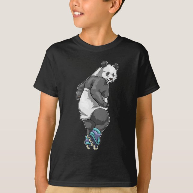 Panda Inline skating Roller skates T-Shirt (Front)