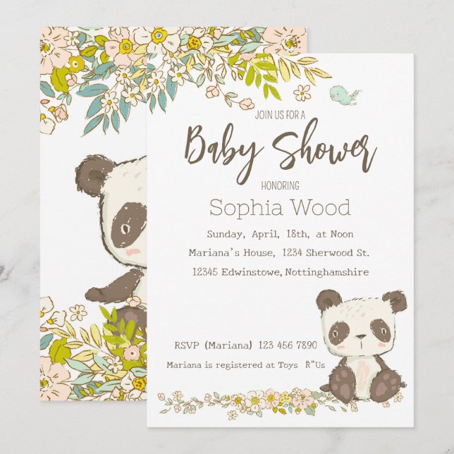 Panda Invitation (Front/Back)