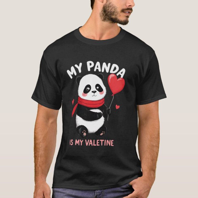 Panda Is My Valentine 2025 Panda Love Hearts Valen T-Shirt (Front)