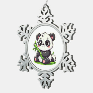 Panda | Ivaniby Snowflake Pewter Christmas Ornament