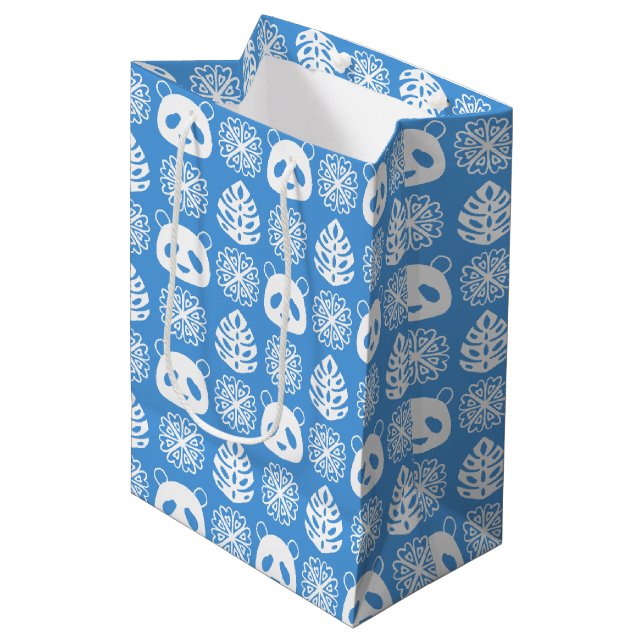 Panda Jungle Impressions on Blue Medium Gift Bag (Front Angled)