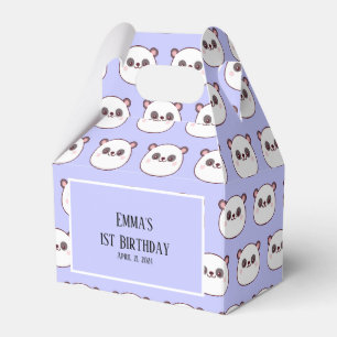 Panda Kawaii 1st Birthday Purple  Favour Box