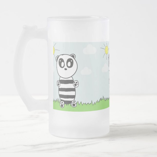 Panda Kids   Frosted Glass Beer Mug (Left)
