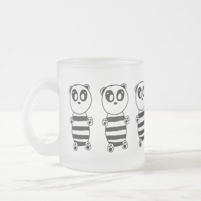 Panda Kids   Frosted Glass Coffee Mug (Left)