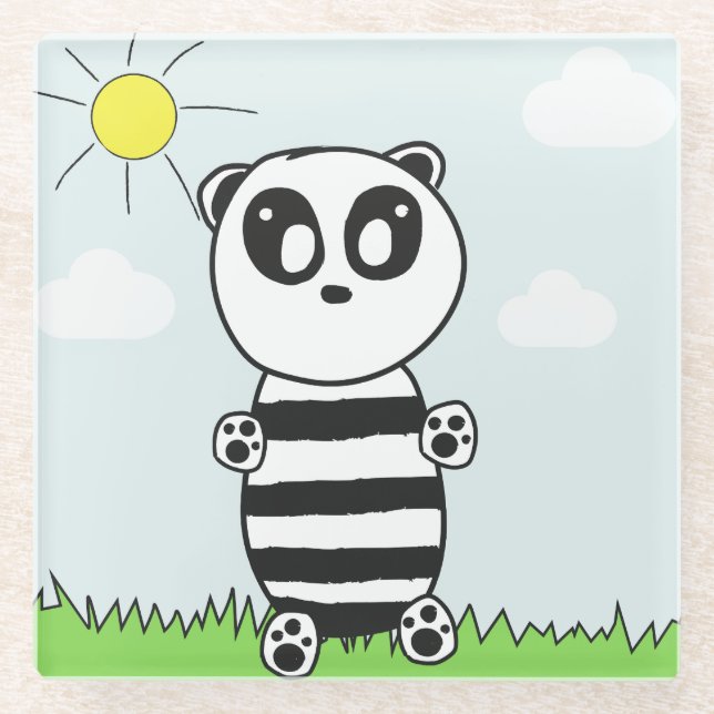 Panda Kids  Glass Coaster (Front)