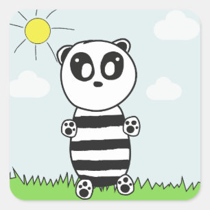 Panda Kids Square Sticker