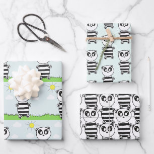 Panda Kids Wrapping Paper Sheet
