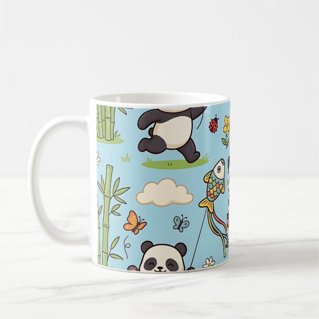Panda Kite Mug - Spring Garden Cute Pattern (Left)