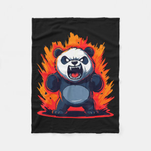 Panda Looking Angry Graphic Funny Panda Kawaii Fleece Blanket