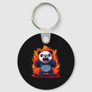 Panda Looking Angry Graphic Funny Panda Kawaii Key Ring