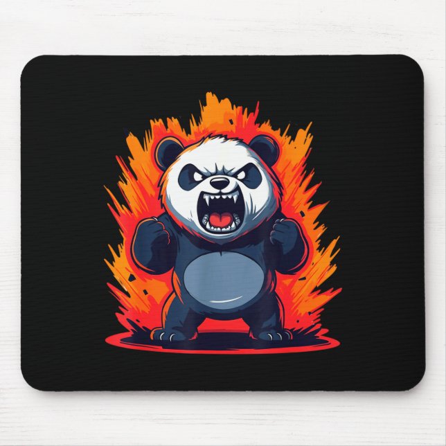 Panda Looking Angry Graphic Funny Panda Kawaii  Mouse Mat (Front)