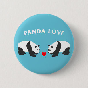 Panda Love (Blue) 6 Cm Round Badge
