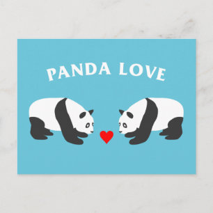 Panda Love (Blue) Postcard