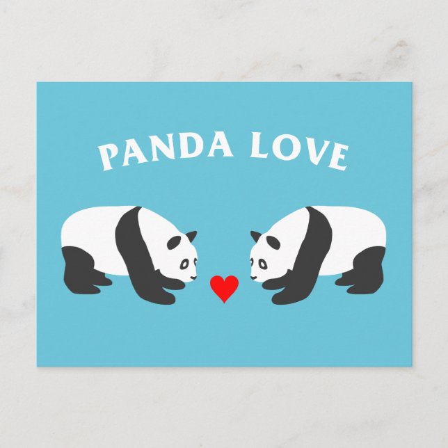 Panda Love (Blue) Postcard (Front)