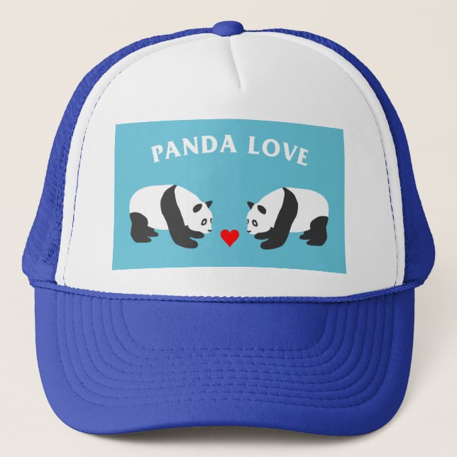 Panda Love (Blue) Trucker Hat (Front)