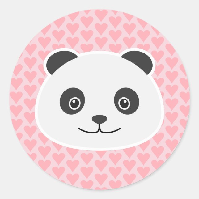Panda love classic round sticker (Front)