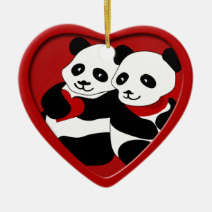 Panda Love Couple Christmas Ornament