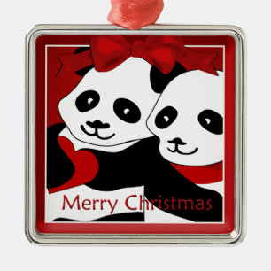 Panda Love Couple  Christmas Premium Ornament
