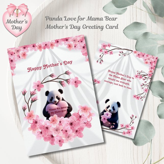 Panda Love for Mama Bear Mother's Day Card (Customizable Mama Bear Mother’s Day Card)