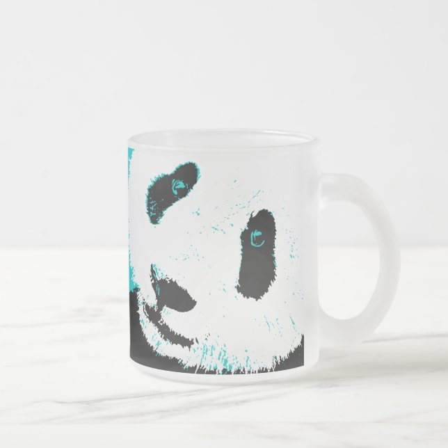 panda love. frosted glass coffee mug (Right)