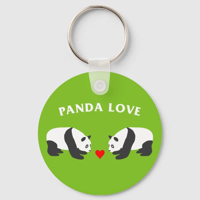 Panda Love (Green) Key Ring (Front)