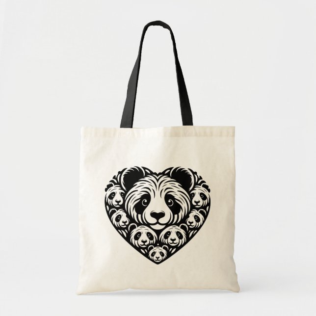 Panda love heart tote bag (Front)