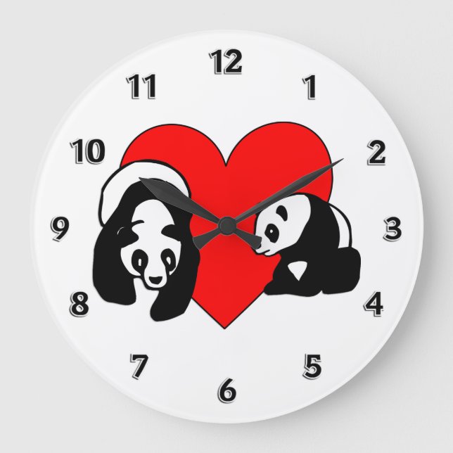 Panda Love Large Clock (Front)