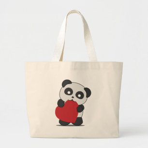Panda love large tote bag