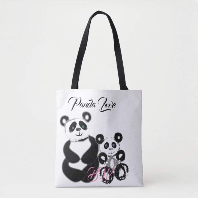 Panda Love Personalised Tote Bag (Front)