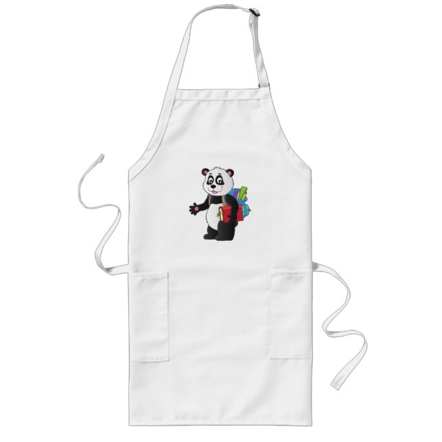 panda love school long apron (Front)