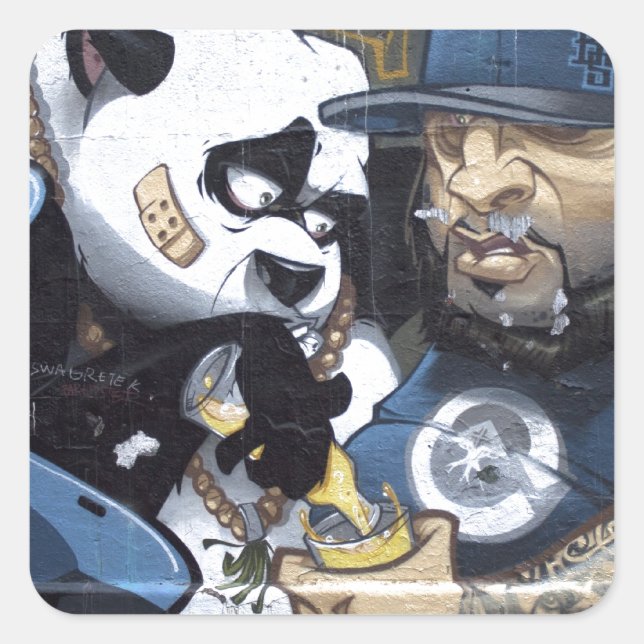 Panda Love Square Sticker (Front)