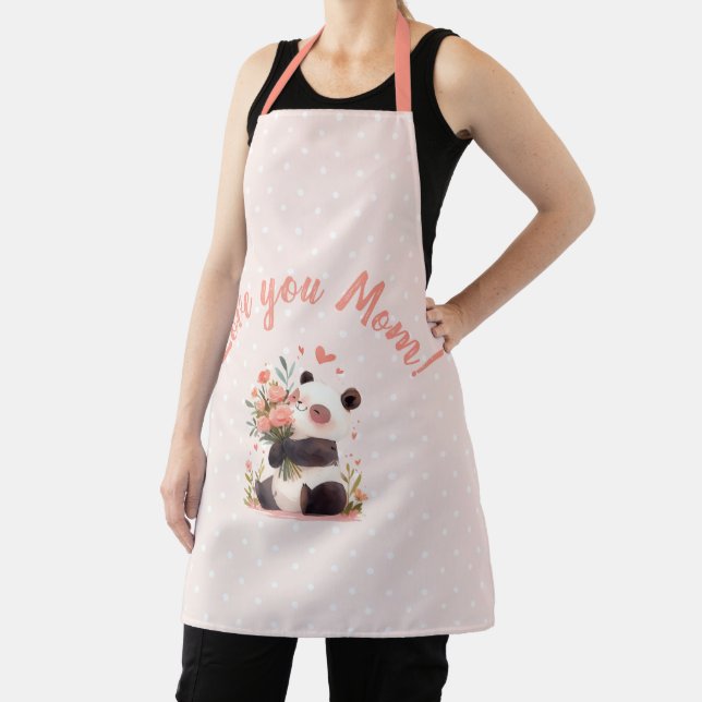 Panda Love You Mum Mothers Day Gift Apron (Insitu)