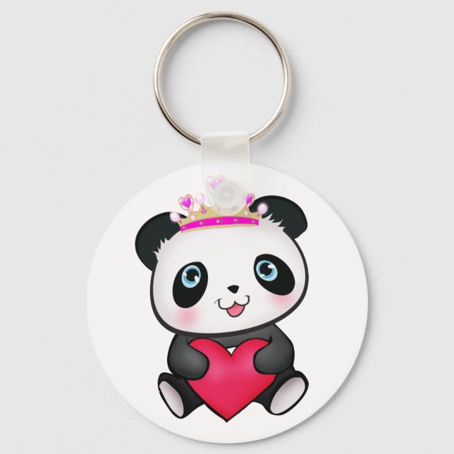 Panda Lover Fan Gift Valentine's Day Heart Present Key Ring (Front)