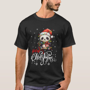 Panda Lover Xmas Lighting Santa Panda Merry Christ T-Shirt