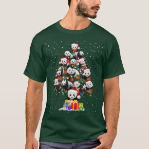 Panda Lover Xmas Panda Santa Hat Christmas Tree Li T-Shirt