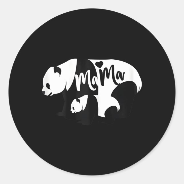 Panda Mama Cub Bear Mum Classic Round Sticker (Front)