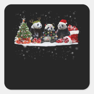 panda merry christmas gift for panda lovers square sticker