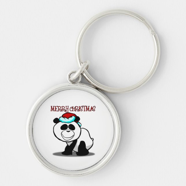 Panda Merry Christmas Keychain (Front)