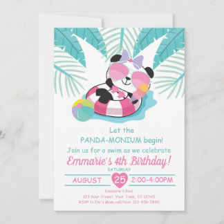 Panda-monium Birthday Party Invitation Panda Bear