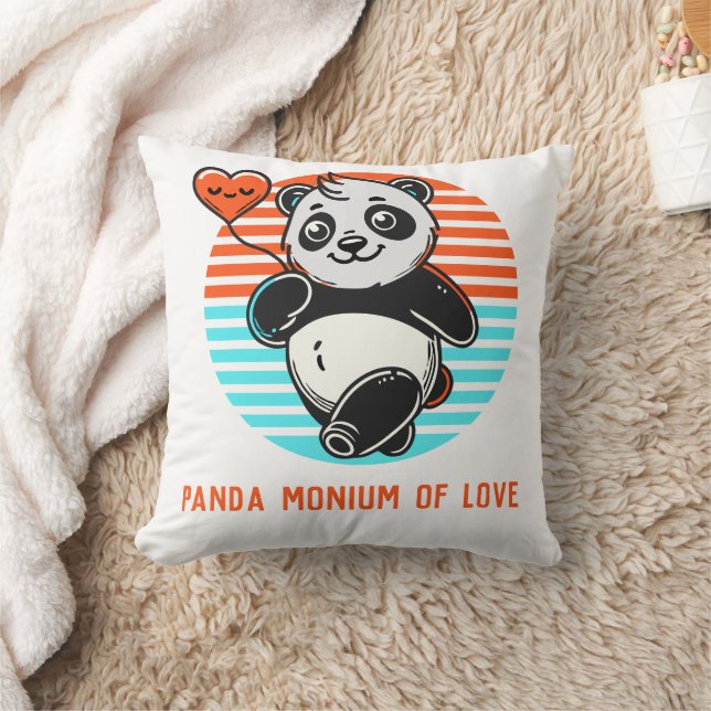 Panda Monium of Love Personalised  Cushion (Blanket)