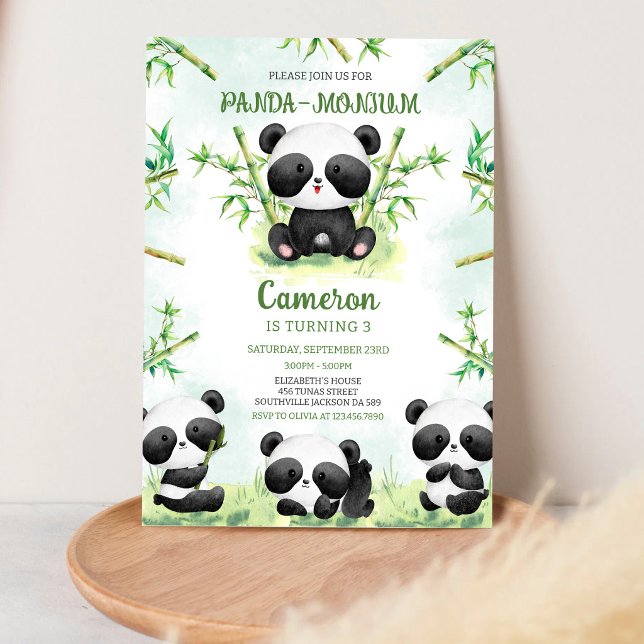 Panda-monium Panda Birthday Invitation (Creator Uploaded)