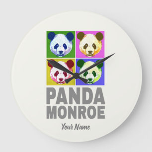 Panda Monroe Bear Pop Art Portrait Large Clock