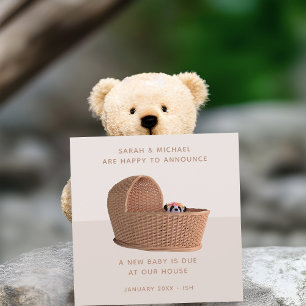 Panda Moses Basket Pregnancy Announcement Card