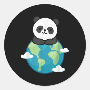 Panda Mother Earth Day Funny For Planet Environmen Classic Round Sticker