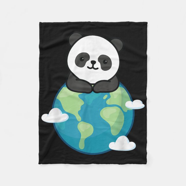 Panda Mother Earth Day Funny For Planet Environmen Fleece Blanket (Front)