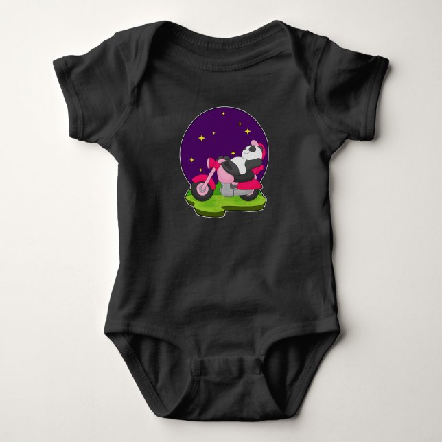 Panda Motorcycle Baby Bodysuit (Front)
