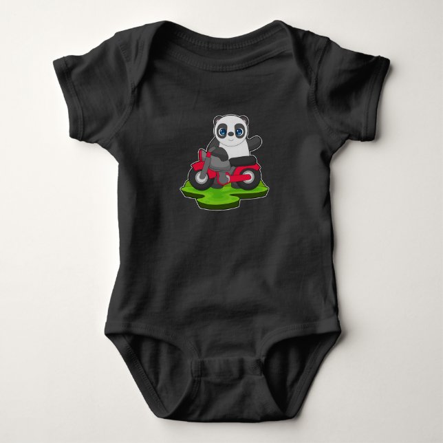 Panda Motorcycle Baby Bodysuit (Front)
